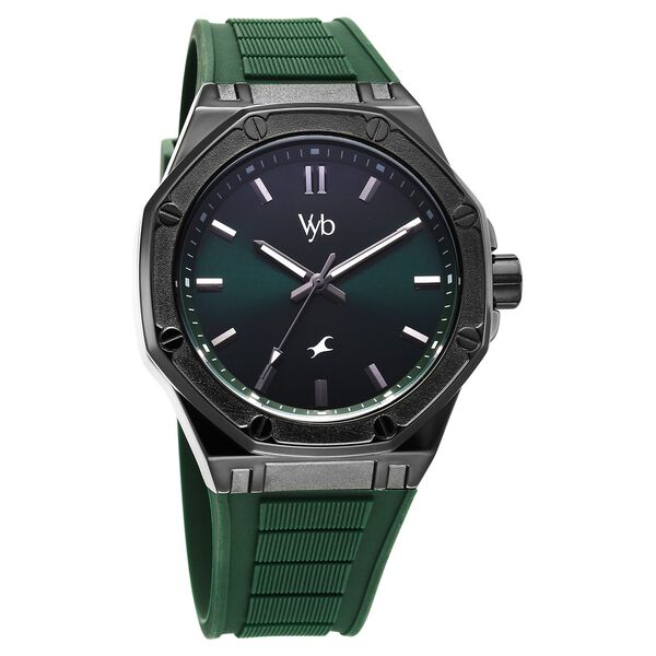 Fastrack Vyb Rebel Quartz Analog Green Dial Green Color Silicone Strap Watch For Guys - image number 2