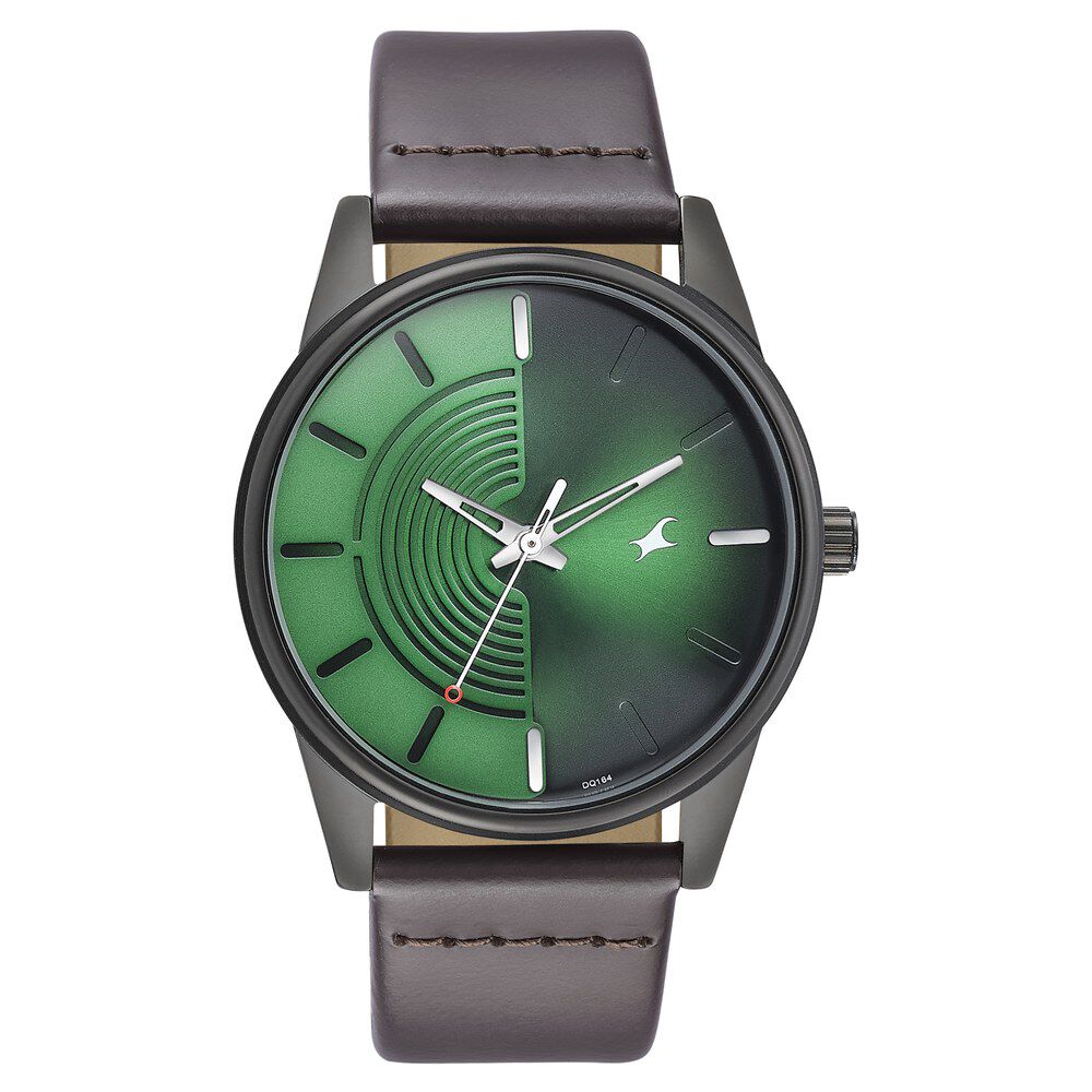 Buy Online Fastrack Stunners Quartz Analog Green Dial Leather Strap Watch for Guys 3305nl01 p Fastrack