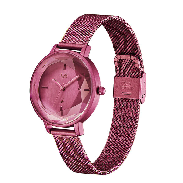 Fastrack Vyb Aurora Quartz Analog Pink Dial Stainless Steel Strap Watch for Girls - image number 4