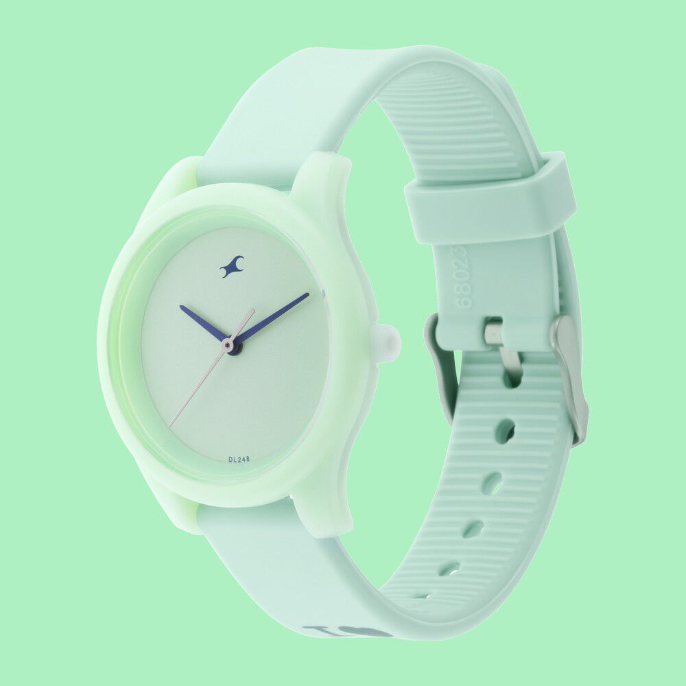 Fastrack Monochrome Quartz Analog Green Dial Silicone Strap Watch