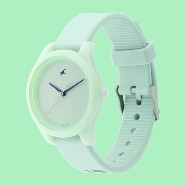 Fastrack Monochrome Quartz Analog Green Dial Silicone Strap Watch for Girls - image number 2