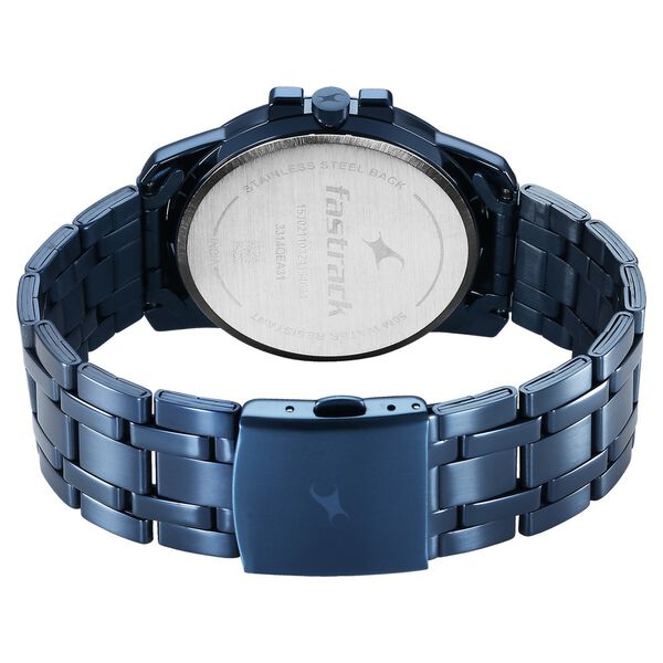 Fastrack Pulse Quartz Analog Blue Round Dial Blue Stainless Steel Strap Watch For Guys - image number 4