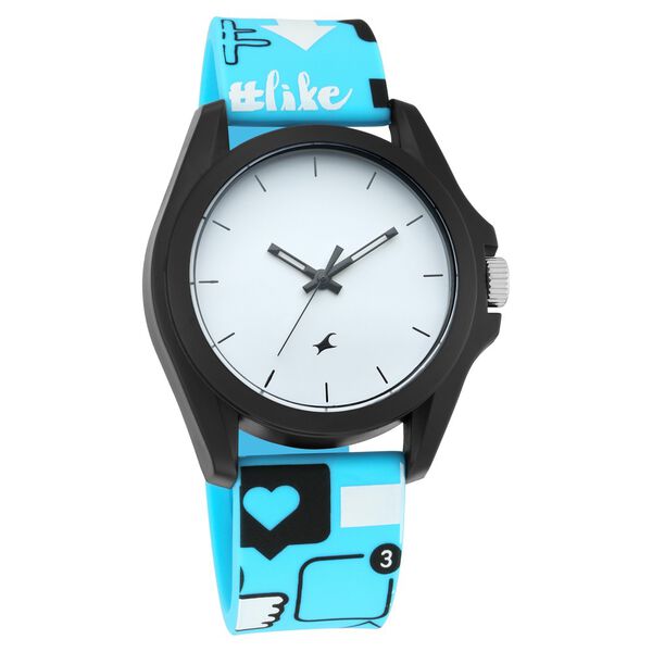 Fastrack Hashtag Quartz Analog White Dial Silicone Strap Unisex Watch - image number 0