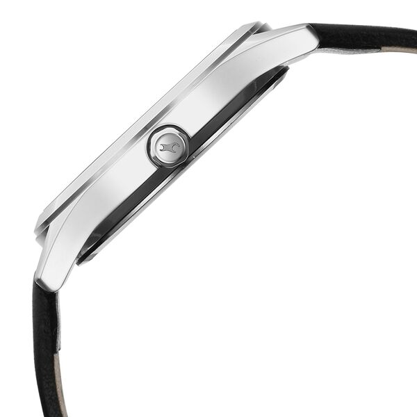 Fastrack Groove Quartz Analog Grey Dial Black Leather Strap Watch For Guys - image number 4