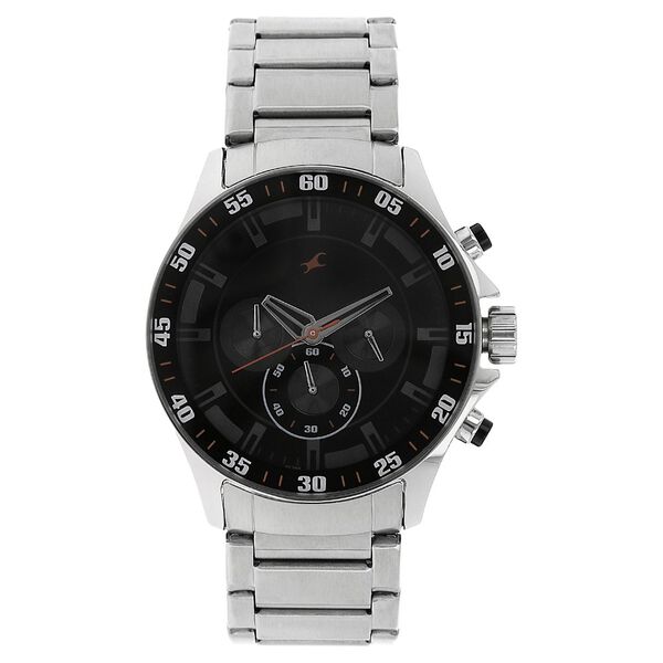 Fastrack Big Time Quartz Chronograph Black Dial Metal Strap Watch for Guys - image number 0
