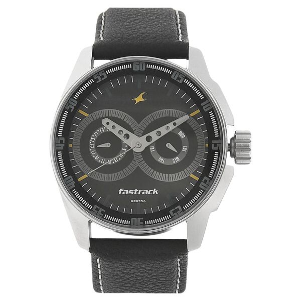 Fastrack Quartz Multifunction Black Dial Leather Strap Watch for Guys - image number 0