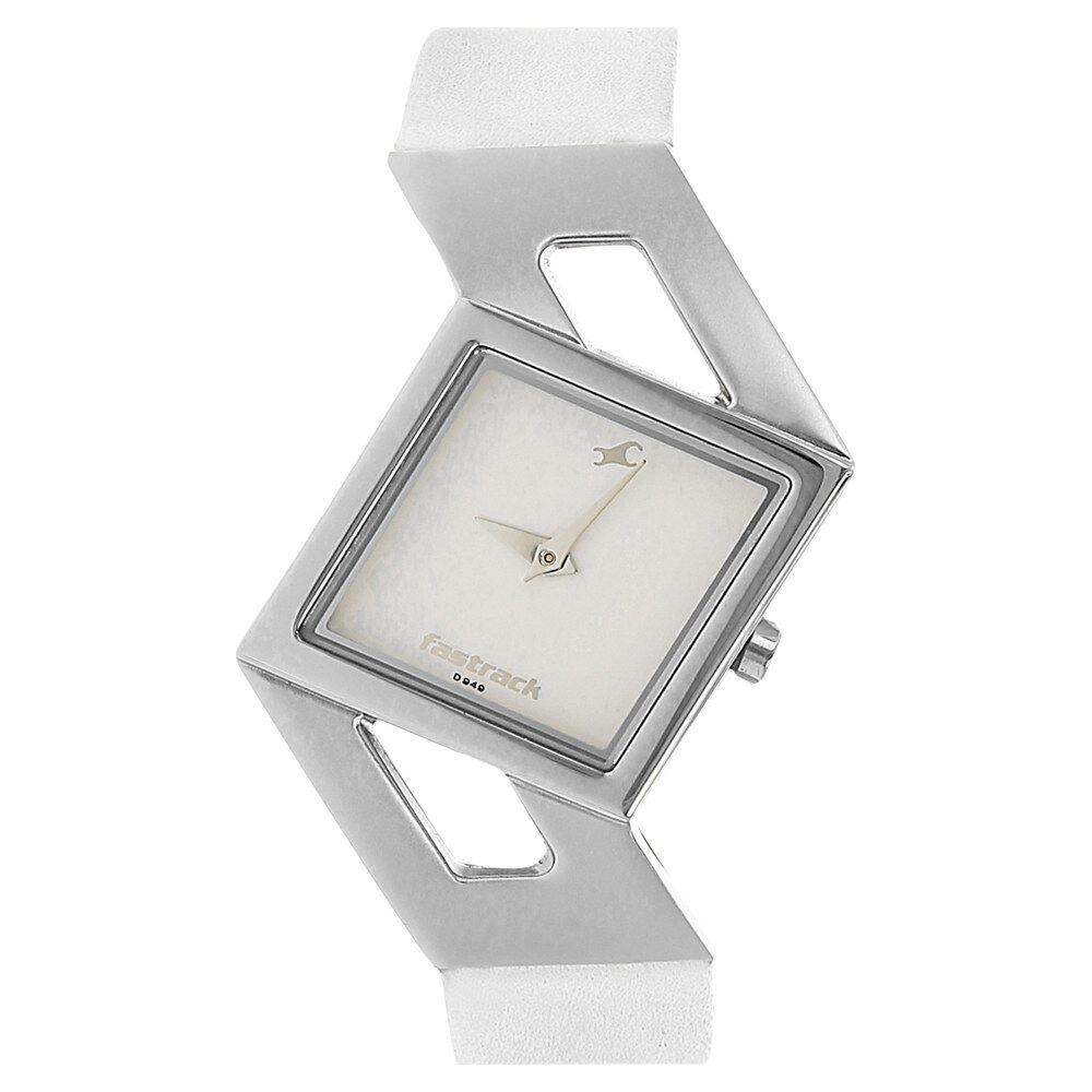 Fastrack Quartz Analog Silver Dial Leather Strap Watch for Girls