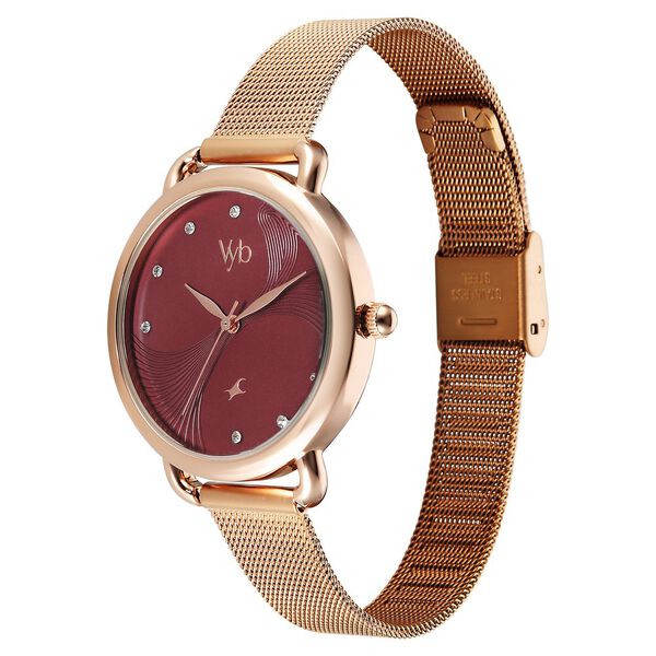 Vyb Classiqu� By Fastrack Quartz Analog Maroon Dial Rose Gold Stainless Steel Strap Watch For Girls - image number 4