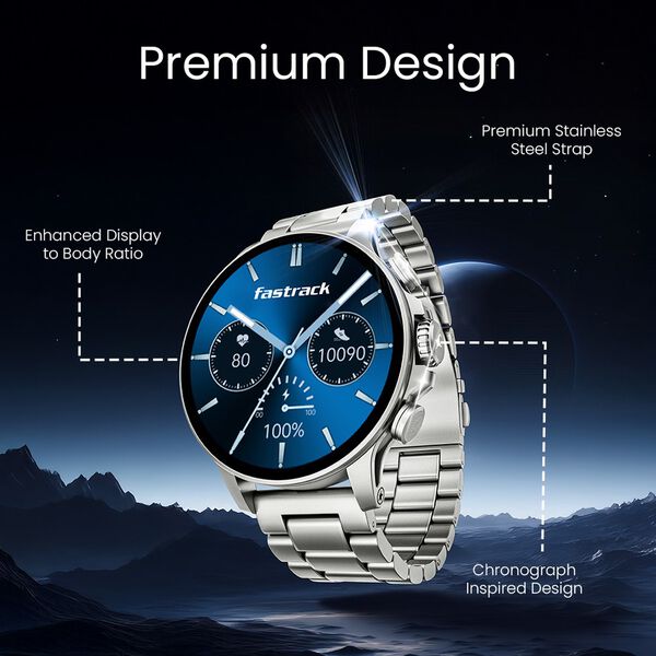 Fastrack Marvellous FX2 Unisex Smart Watch With Grey Metal Strap - image number 1