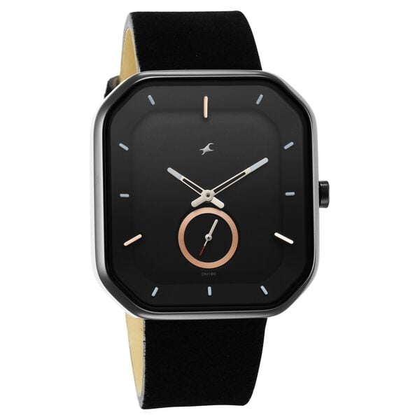 Fastrack After Dark Black Dial Black Leather Strap Watch for Guys - image number 1