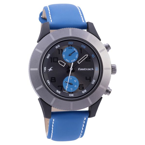 Fastrack Modular Quartz Analog Anthracite Dial Leather Strap Watch for Guys - image number 0