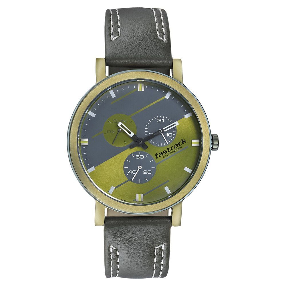 Fastrack Dial It Up Quartz Multifunction Green Dial Leather Strap