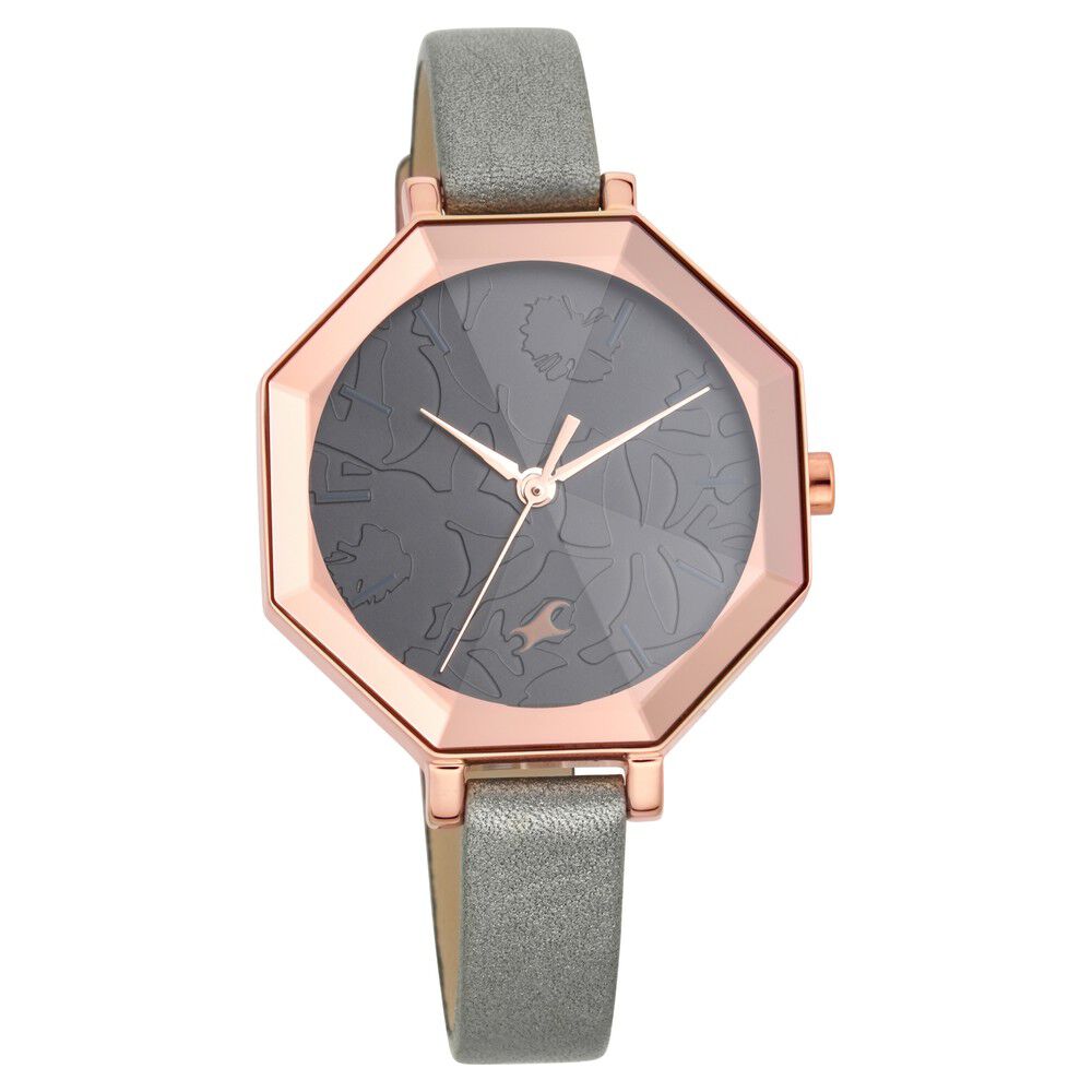Fastrack Paint Me Quartz Analog Black Dial Leather Strap Watch for