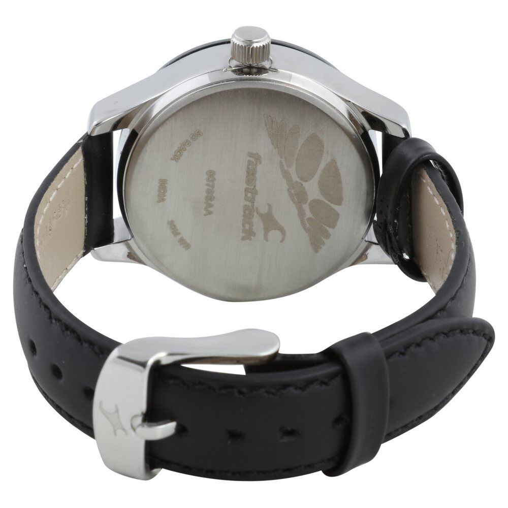 Fastrack Monochrome Quartz Multifunction Black Dial Leather Strap Watch for Girls