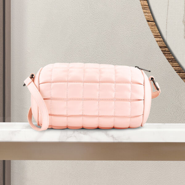 PINK QUILTED SLING BAG - image number 0