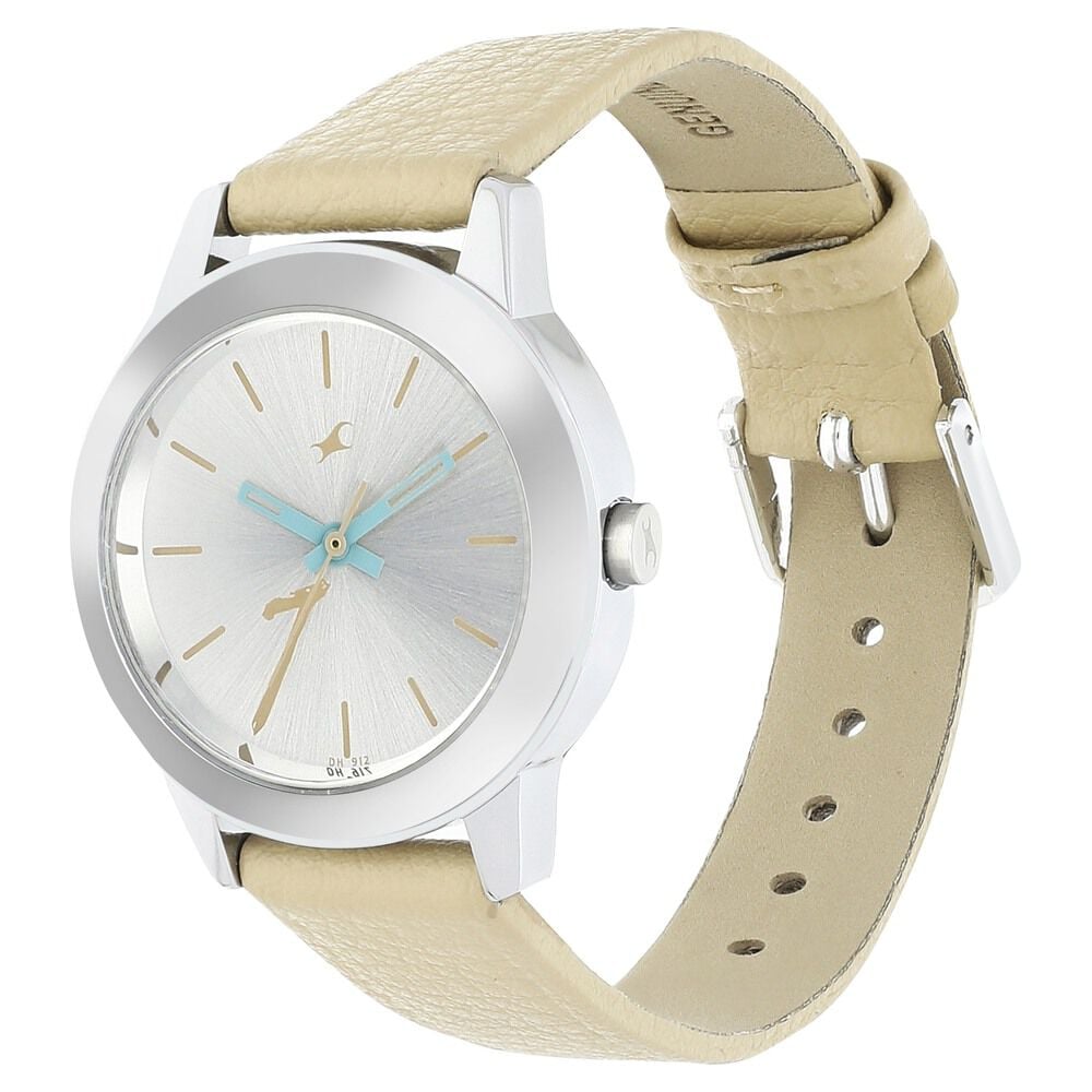 Fastrack Tropical Waters Quartz Analog Silver Dial Leather Strap