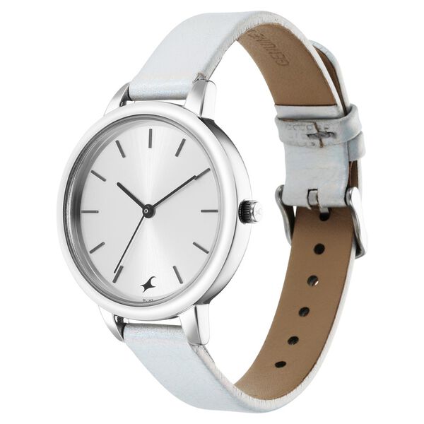 Fastrack Glitch Quartz Analog Silver Dial Leather Strap Watch for Girls - image number 2