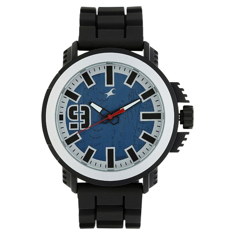 Buy Online Fastrack Quartz Analog Blue Dial Leather Strap Watch for
