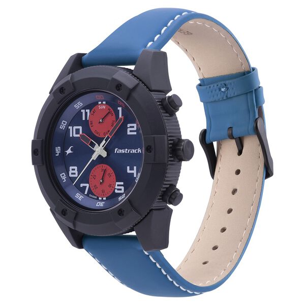 Fastrack Modular Quartz Analog Blue Dial Leather Strap Watch for Guys - image number 2
