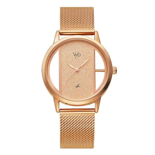 Fastrack Vyb Runway Quartz Analog Rose Gold Dial Stainless Steel Strap Watch for Girls - image number 0