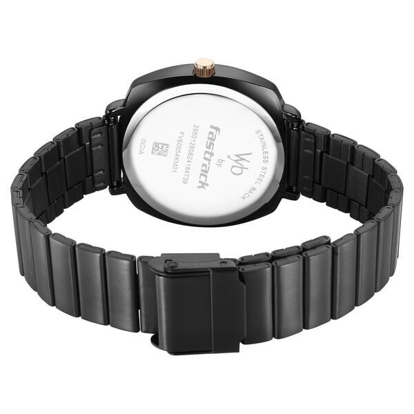 Fastrack Vyb Minimalist Quartz Analog Black Dial Black Color Metal Strap Watch For Girls - image number 5