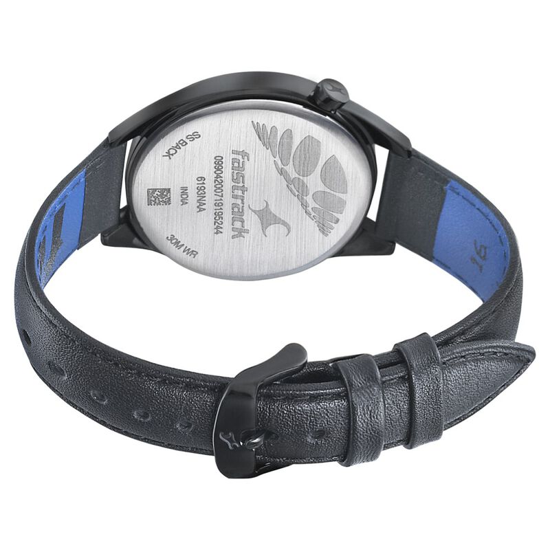 Buy Online Fastrack Space Rover Quartz Analog Black Dial Leather
