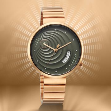 Fastrack Groove Quartz Analog with Date Green Dial Girls Stainless Steel Watch