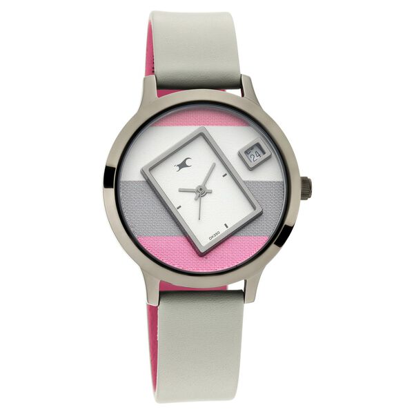 Fastrack Fit Outs Quartz Analog with Date Multicoloured Dial Leather Strap Watch for Girls - image number 0