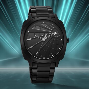 Fastrack Groove Quartz Analog Black Dial Guys Stainless Steel Watch