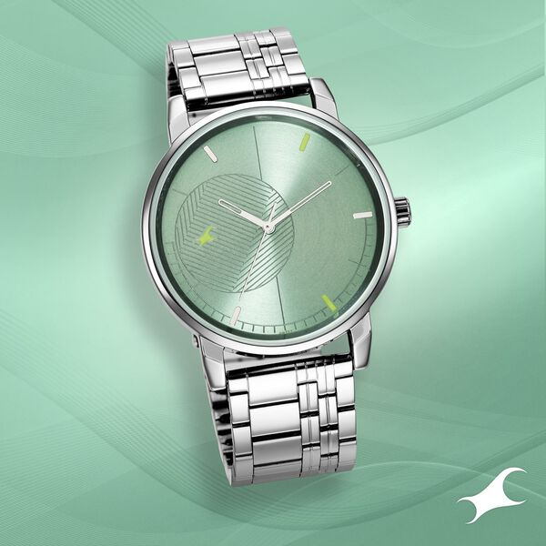 Fastrack Stunners Quartz Analog Green Dial Metal Strap Watch for Guys - image number 0