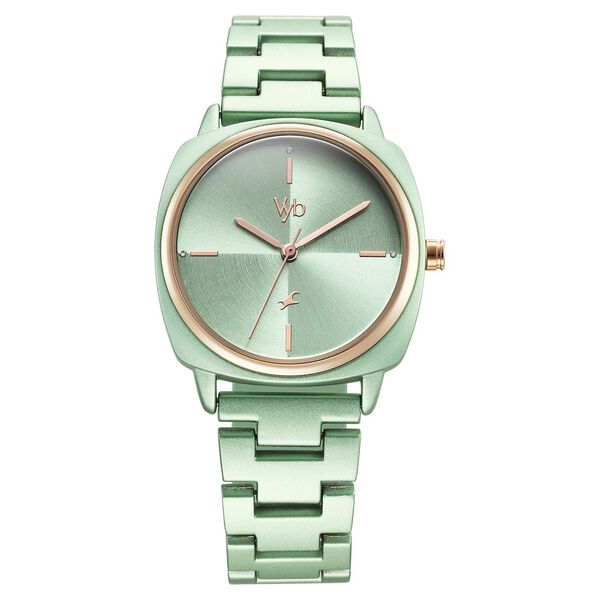 Fastrack Vyb Slayer Quartz Analog Green Dial Metal Strap Watch for Girls - image number 1