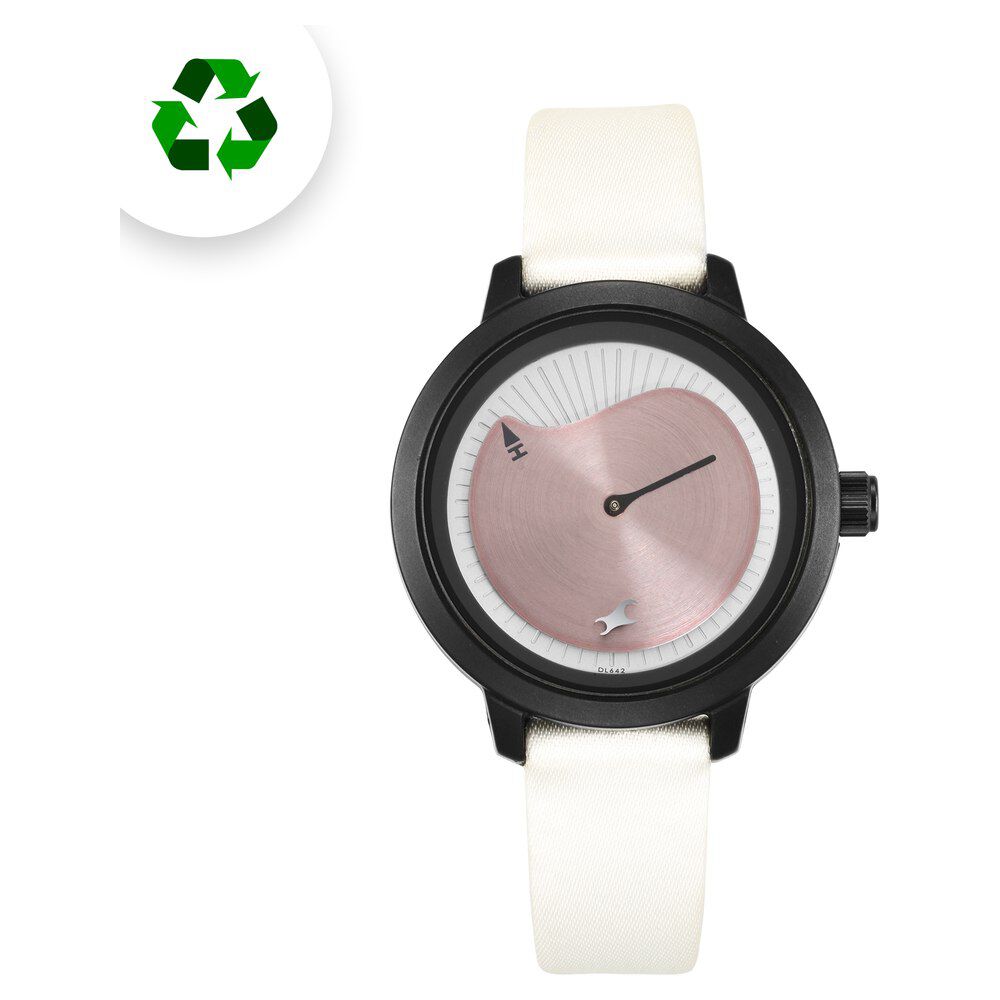 Fastrack Revibe Quartz Analog White Dial Fabric Strap Watch for Girls