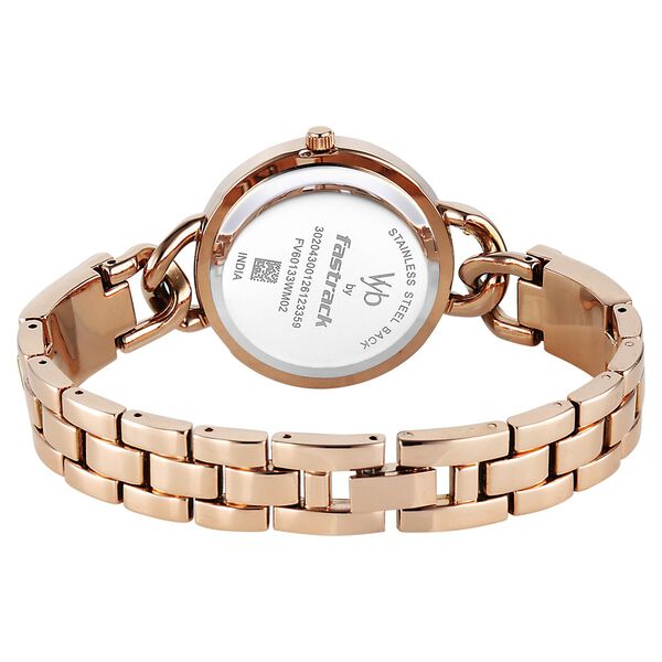 Vyb Mirage By Fastrack Quartz Analog Maroon Dial Rose Gold Metal Strap Watch For Girls - image number 5