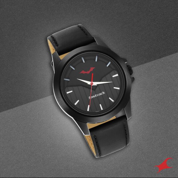Fastrack Batman Quartz Analog Black Dial Leather Strap Watch for Guys - image number 0