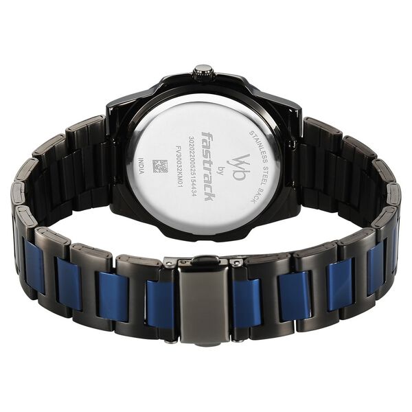 Vyb Nimbus By Fastrack Quartz Analog Blue Dial Two Toned Stainless Steel Strap Watch For Guys - image number 6