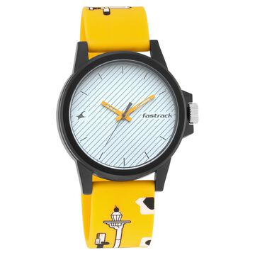 Fastrack Hashtag Quartz Analog White Dial Silicone Strap Unisex Watch