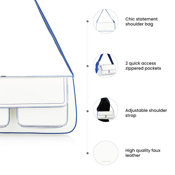 Fastrack Structured Shoulder Bag with Pockets in White - image number 7