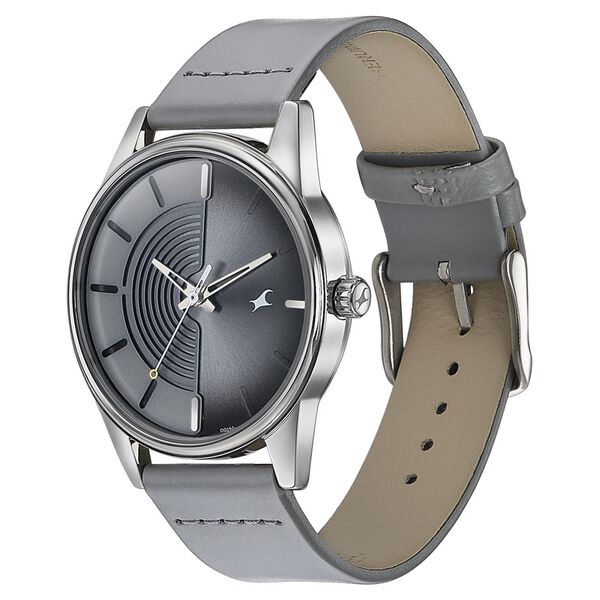 Fastrack Stunners Quartz Analog Grey Dial Grey Leather Strap Watch For Guys - image number 2