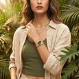 Fastrack Wild Quartz Analog Green Dial Rose Gold Stainless Steel Strap Watch For Girls - image number 2