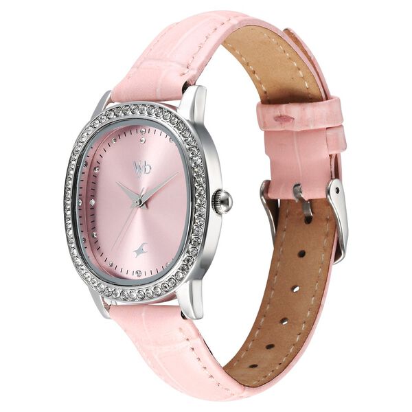 Fastrack Vyb Mirage Quartz Analog Pink Dial Pink Color Leather Strap Watch For Girls - image number 3