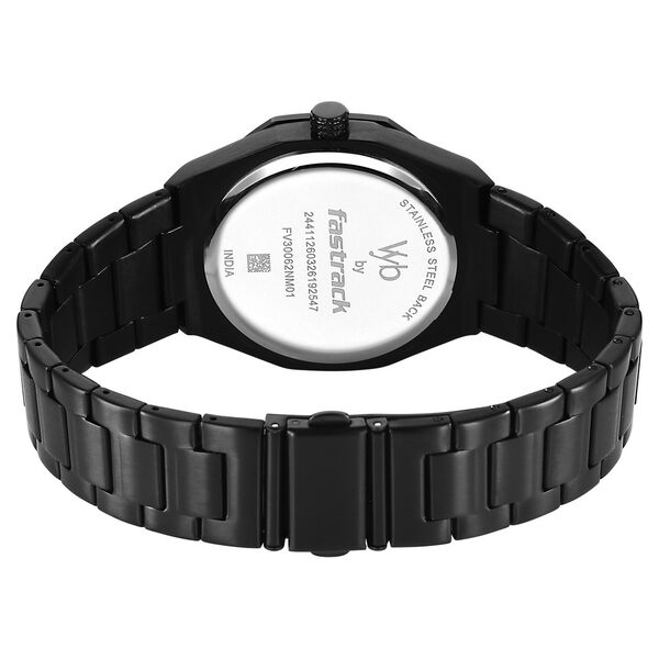 Vyb Challenger By Fastrack Quartz Analog Black Dial Black Stainless Steel Strap Watch For Guys - image number 5