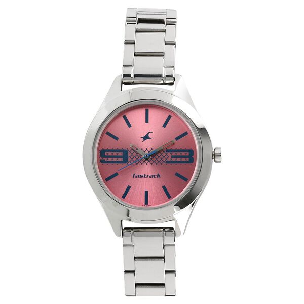 Fastrack Quartz Analog Pink Dial Stainless Steel Strap Watch for Girls - image number 0