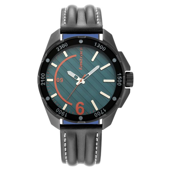 Fastrack Hitlist Quartz Analog Green Dial Leather Strap Watch for Guys - image number 1