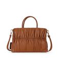 Gathered faux leather satchel - image number 5