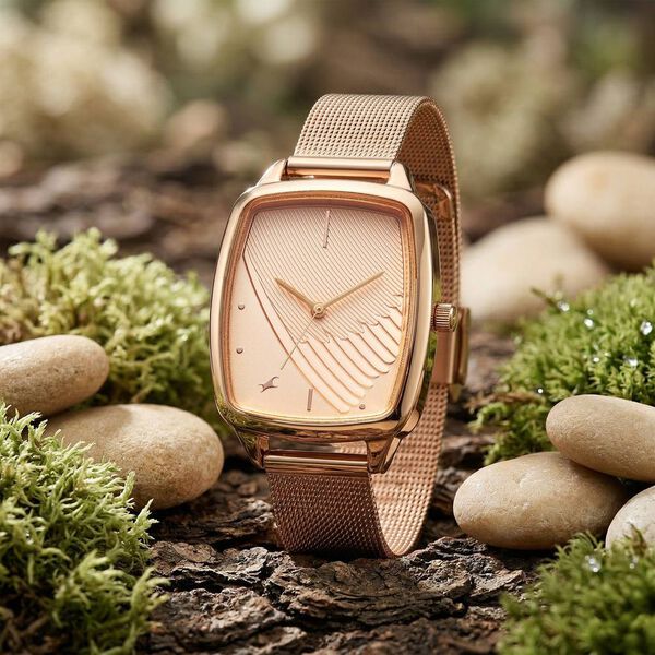 Fastrack Wild Quartz Analog Peach Dial Rose Gold Stainless Steel Strap Watch For Girls - image number 1