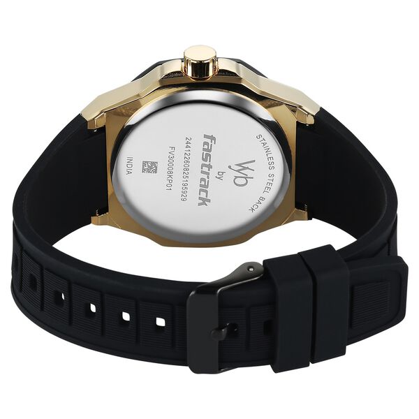 Vyb Rebel By Fastrack Quartz Analog Black Dial Black Silicone Strap Watch For Guys - image number 6