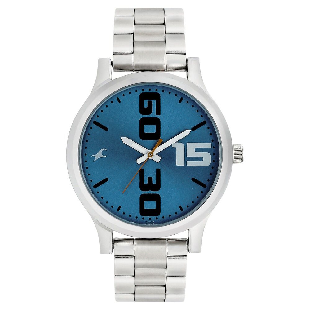 Buy Online Fastrack Bold Quartz Analog Blue Dial Stainless Steel Strap Watch for Guys nn38051sm06 Fastrack