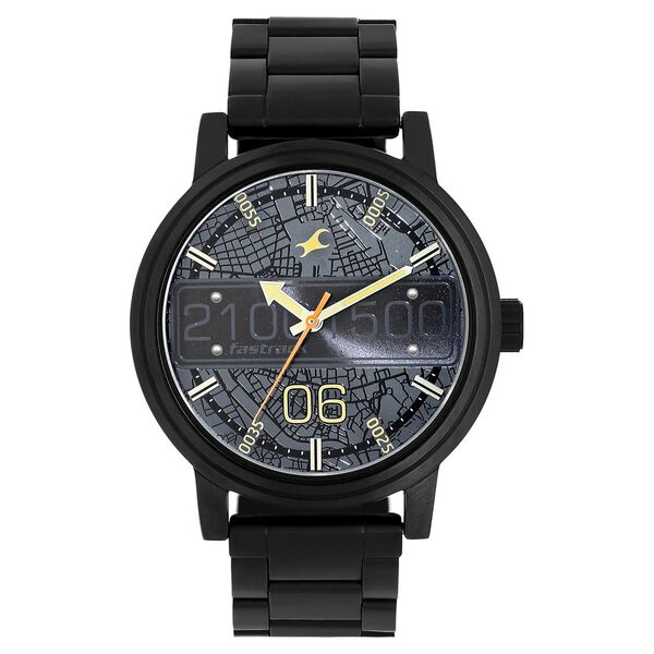 Fastrack Road Trip Quartz Analog Black Dial Stainless Steel Strap Watch for Guys - image number 0