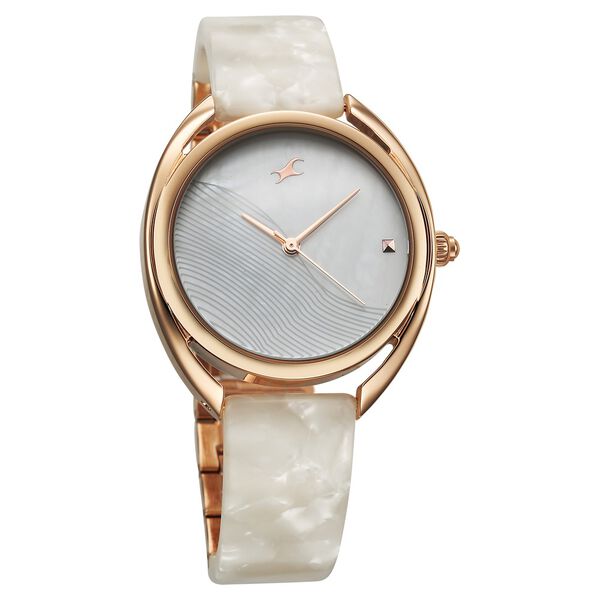 Fastrack Younique Quartz Analog Mother Of Pearl Dial Acetate And Metal Strap Watch For Girls - image number 2