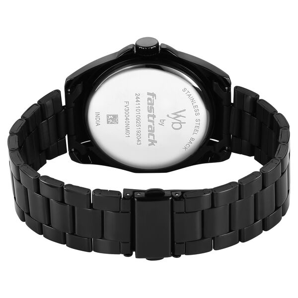 Vyb Challenger By Fastrack Quartz Analog Black Dial Black Stainless Steel Strap Watch For Guys - image number 6